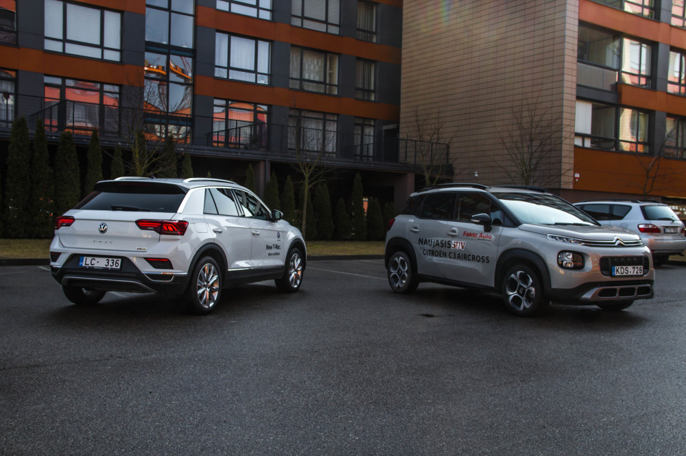 „Citroën C3 Aircross“ ir „Volkswagen T-Roc“